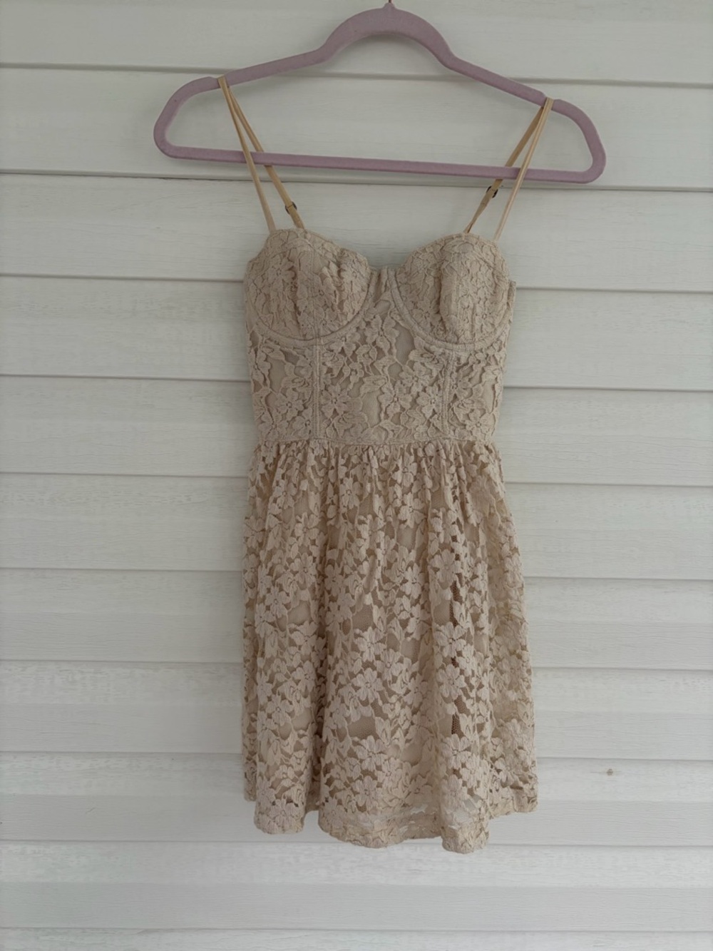 Abercrombie & Fitch Lace Mini Dress Cream Feminine Spring Summer Dress